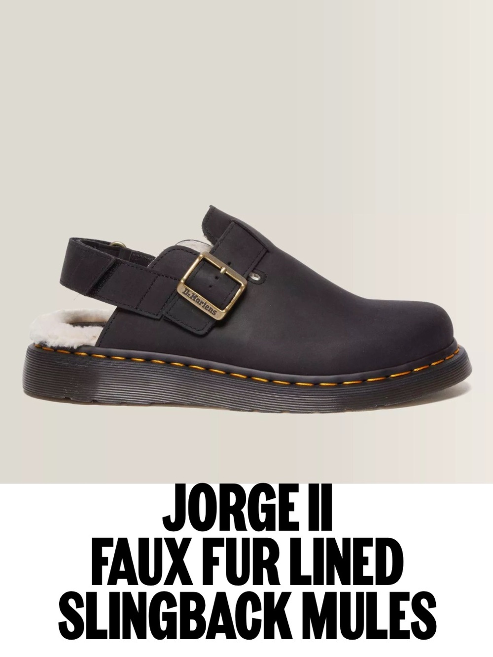 Dr. Martens Jorge II Faux Fur Lined Slingback Mules - Black